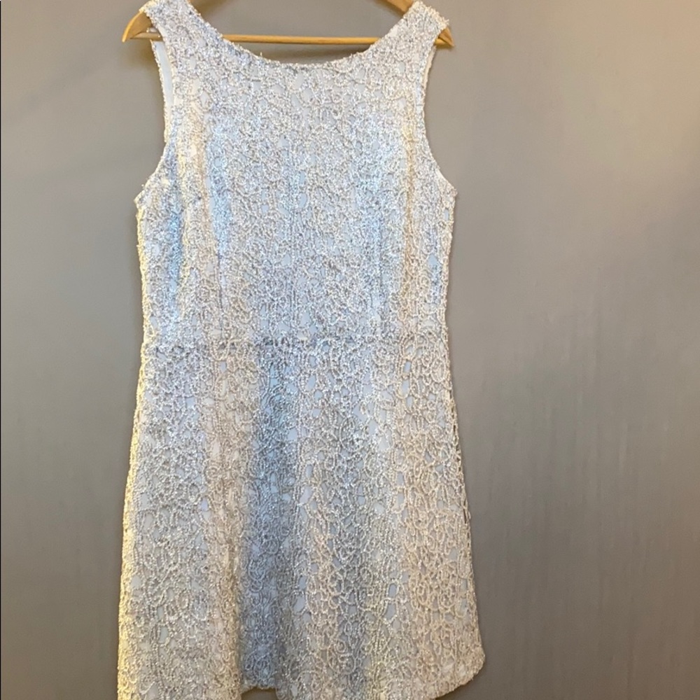Formal silver and white dress
